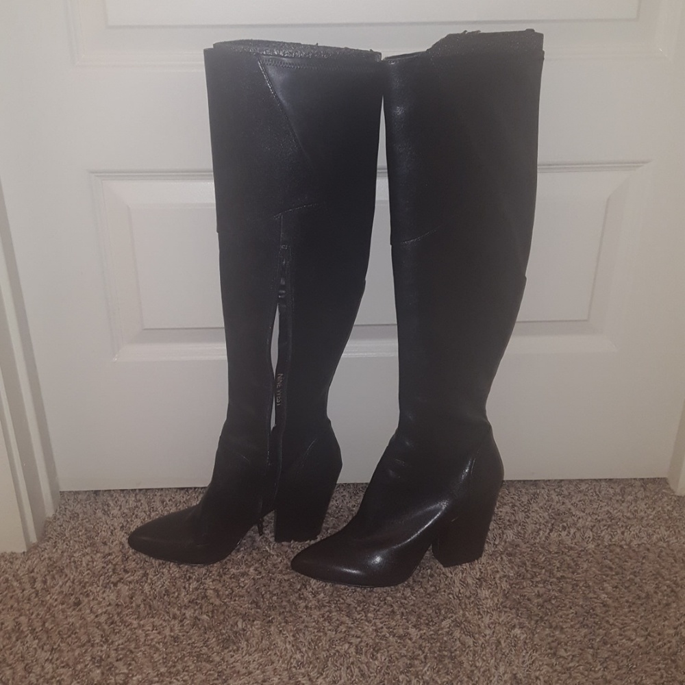 Nine West black leather boots